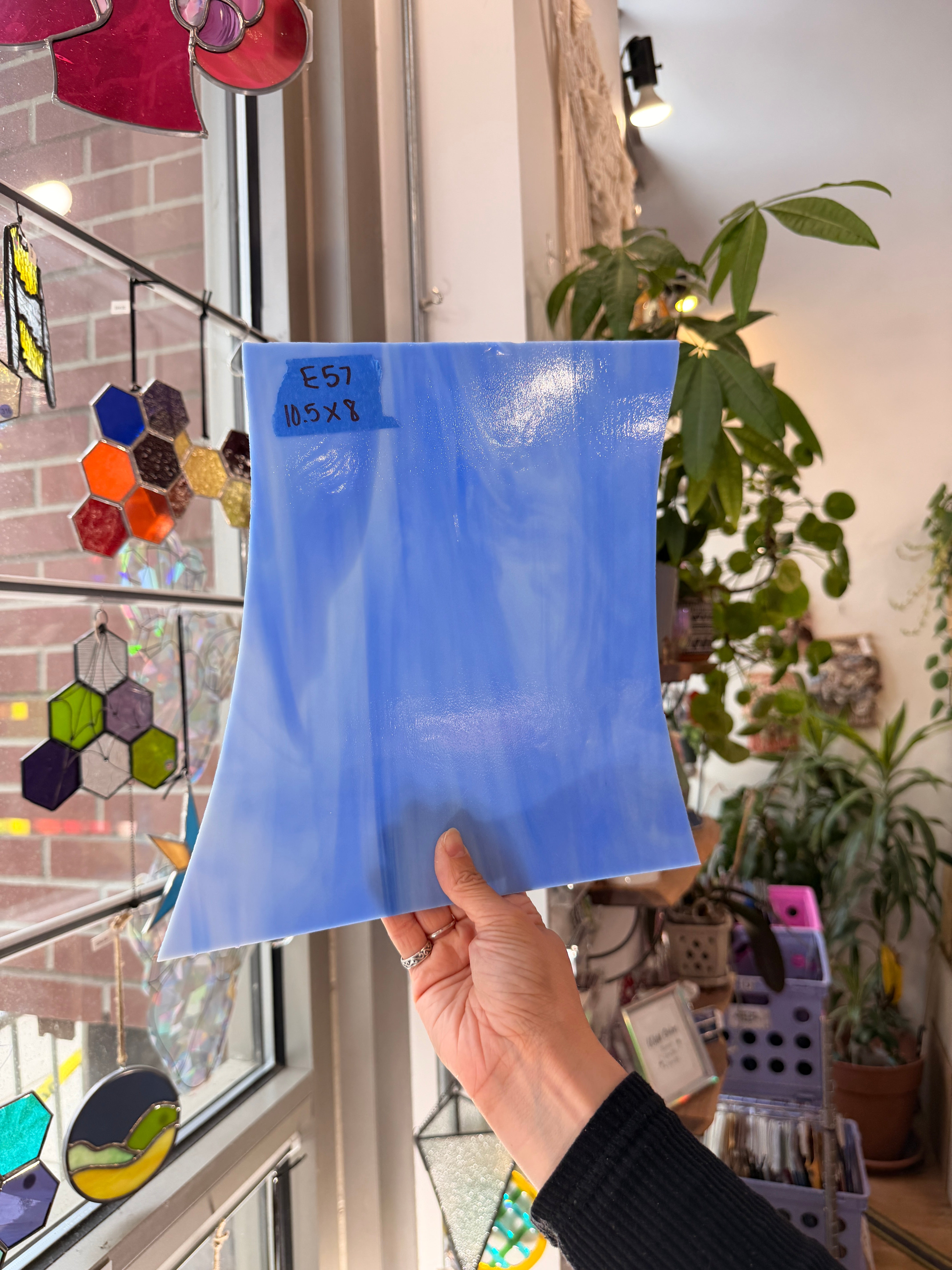 Blue White Wispy Vintage Spectrum Sheet Glass Bullseye