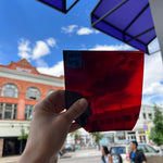 Lamberts Mouth Blown Red on Green Variegated SV158 Sheet Glass Colorado Glassworks   