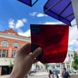 Lamberts Mouth Blown Red on Green Variegated SV158 Sheet Glass Colorado Glassworks   