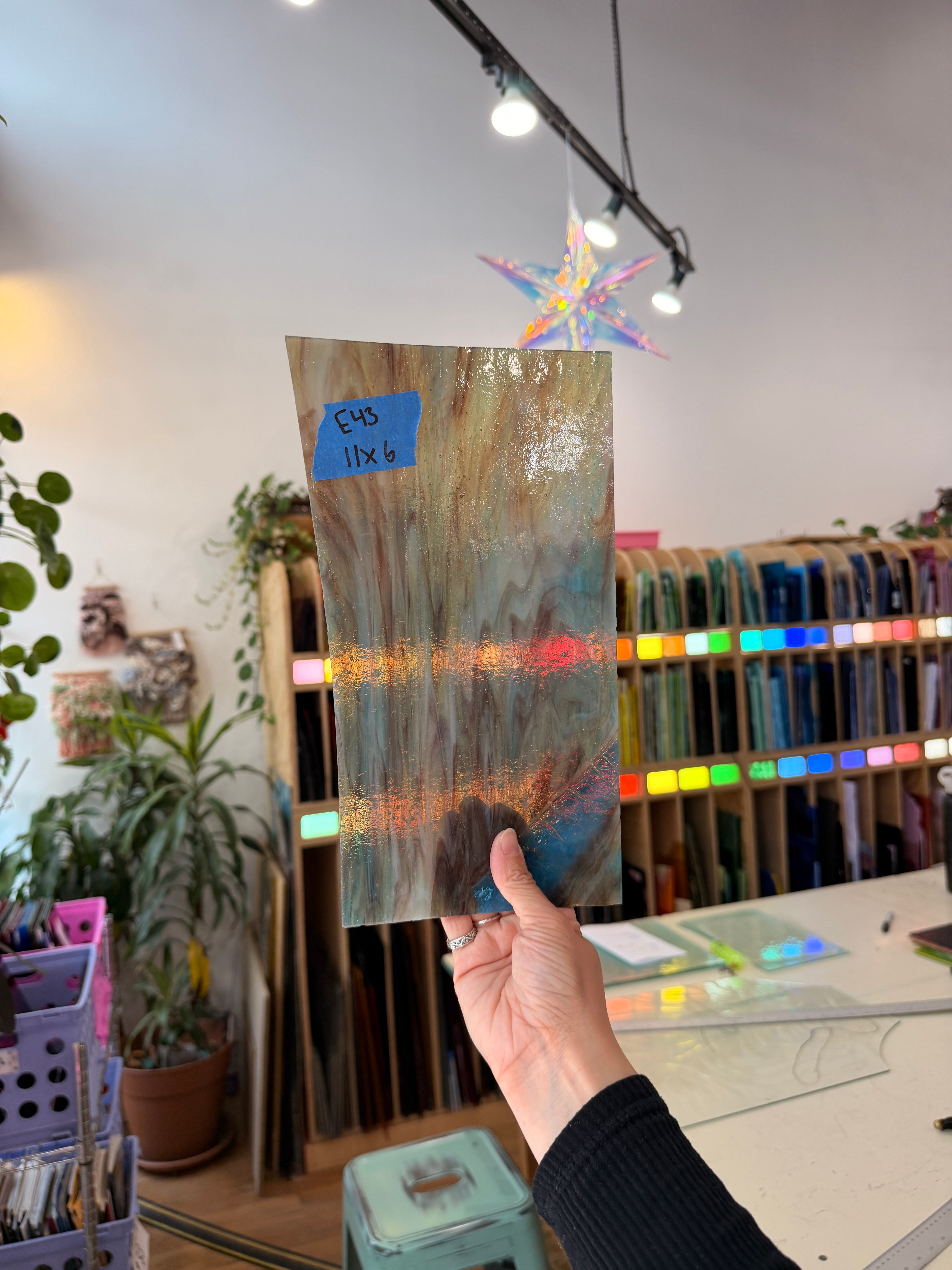 Purple Amber Wispy Transparent Kokomo Sheet Glass Kokomo