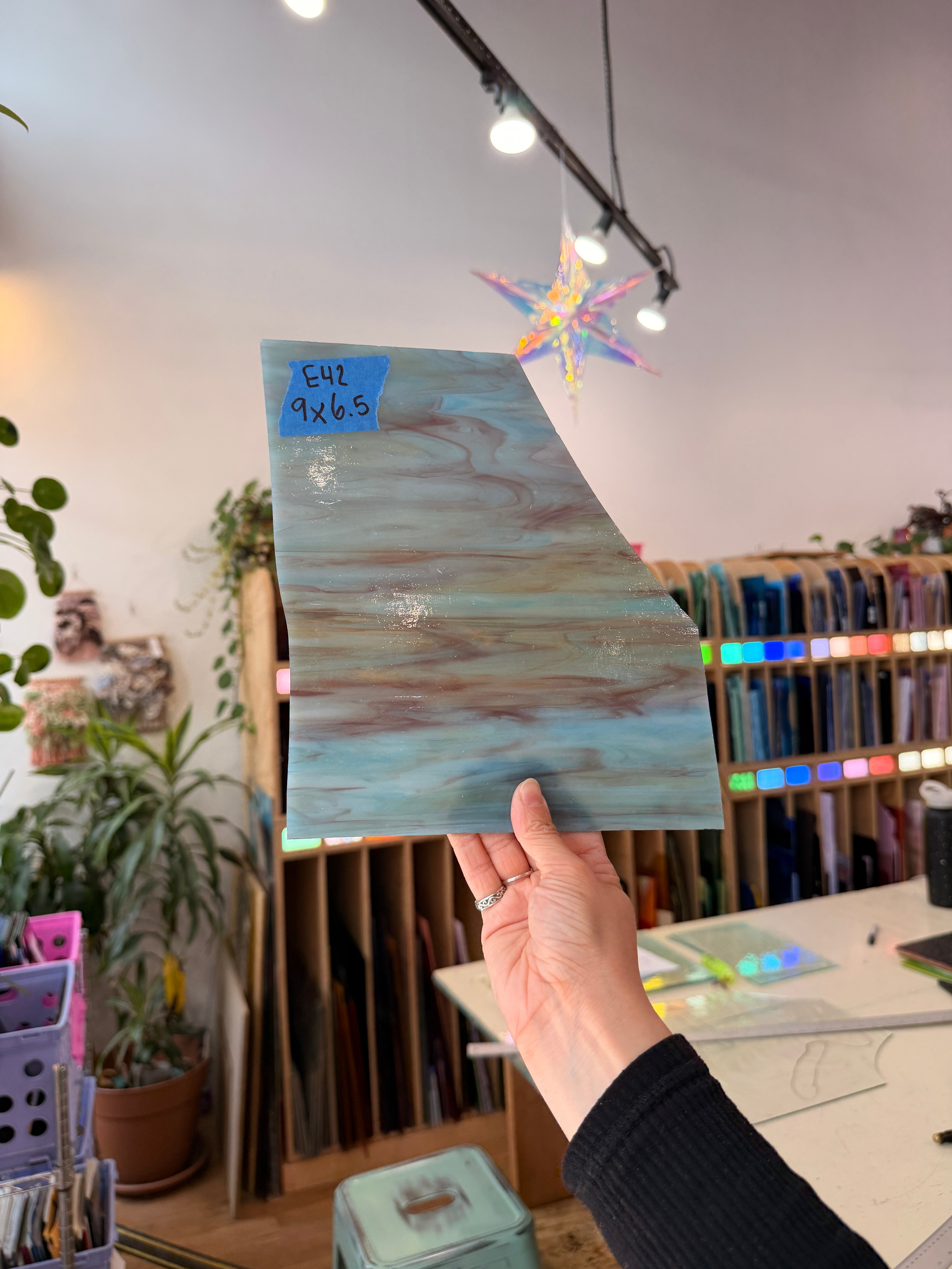 Blue Purple Amber Wispy Kokomo Sheet Glass Kokomo Glass