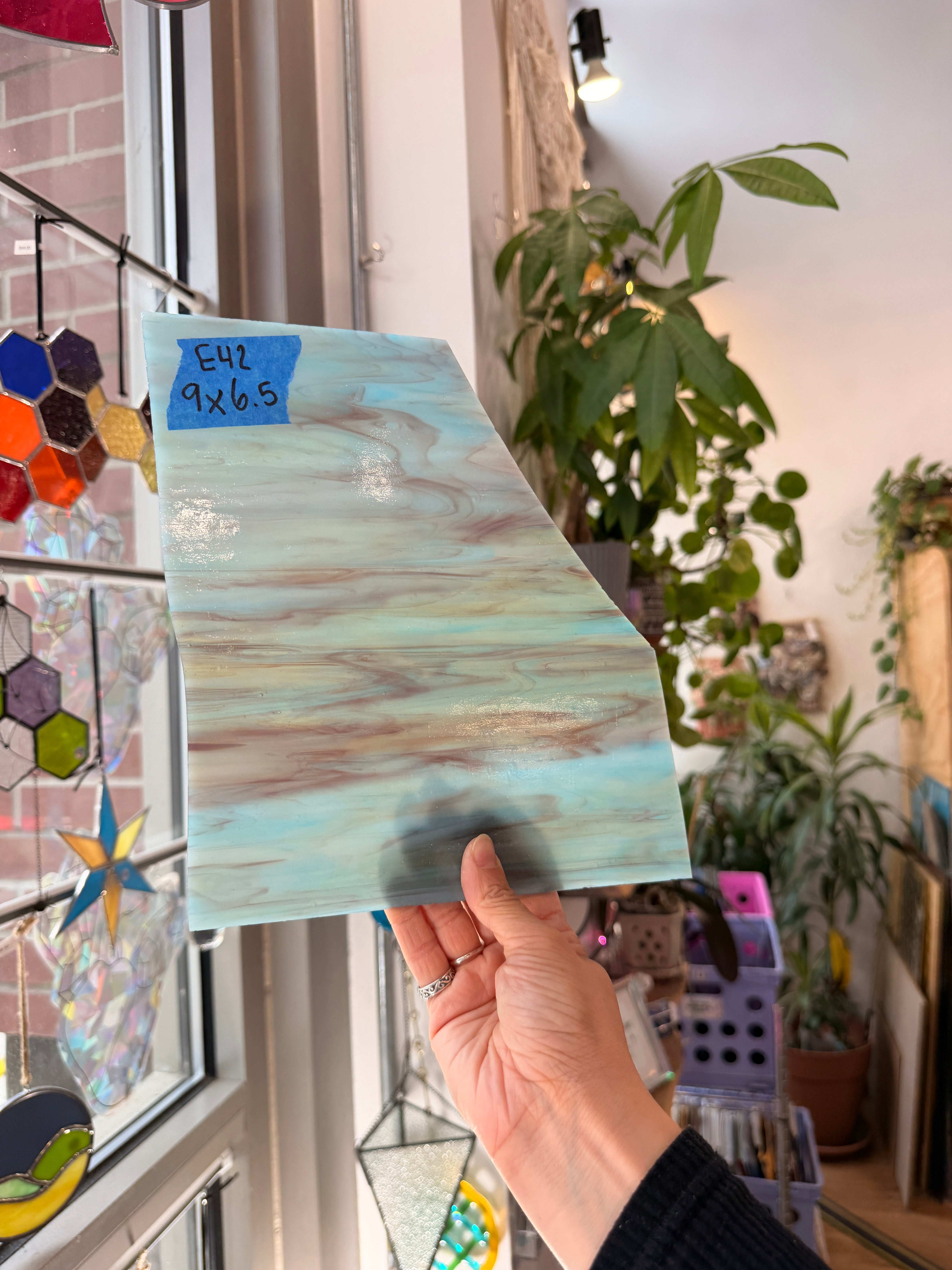 Blue Purple Amber Wispy Kokomo Sheet Glass Kokomo Glass