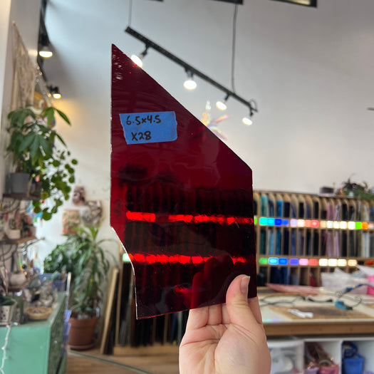 Red on Clear Misc. Flash Glass Sheet Glass Colorado Glassworks 6.5x4.5in (UNK-01494573)