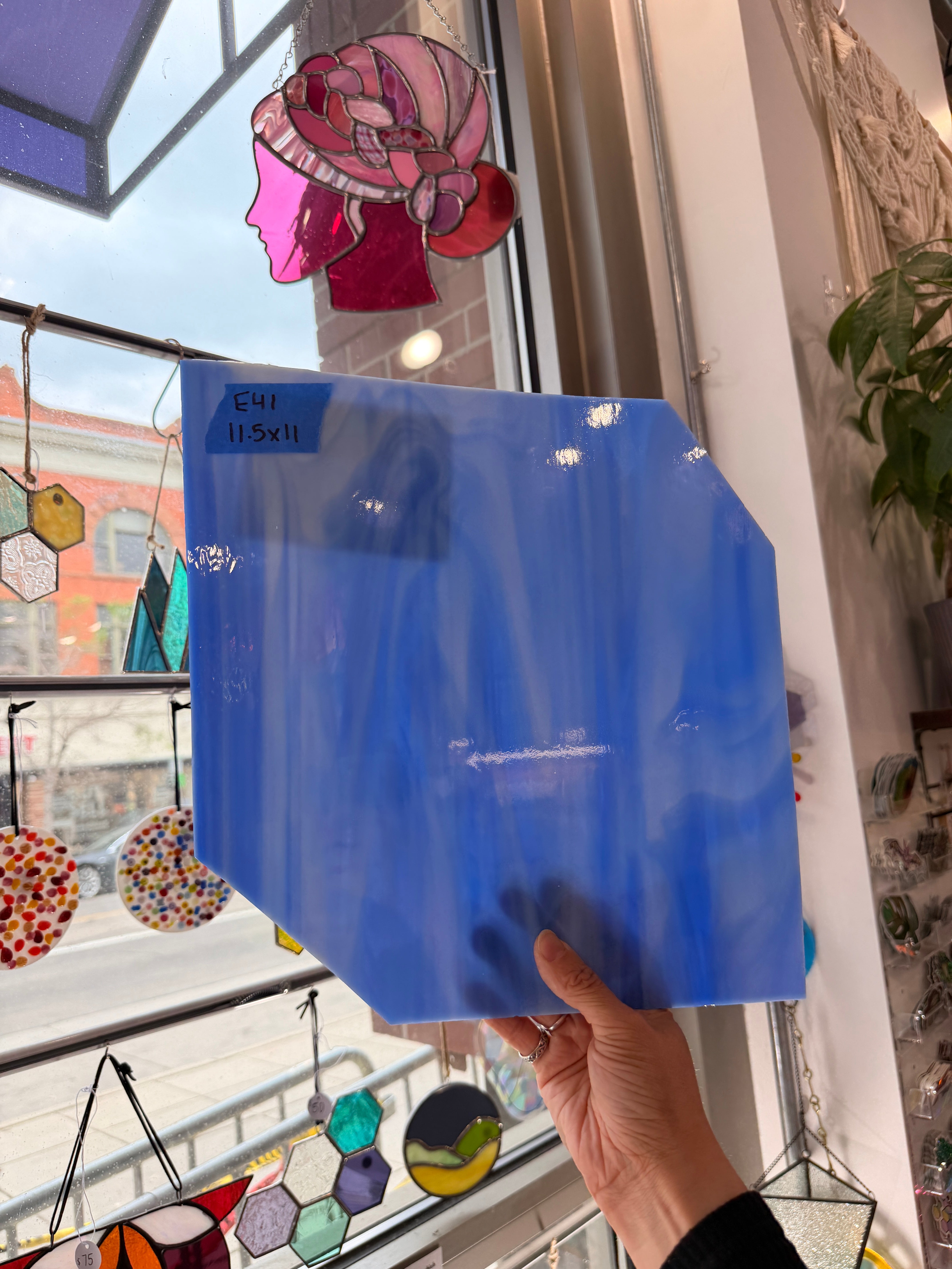 Blue White Wispy Vintage Spectrum Sheet Glass Bullseye