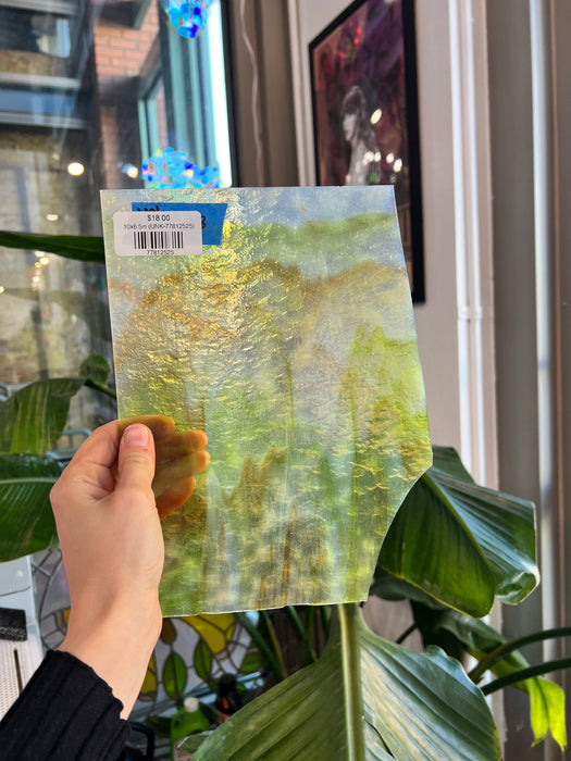 Yellow White Wispy Textured Transparent Sheet Glass Spectrum 10x6.5in (UNK-77812525)