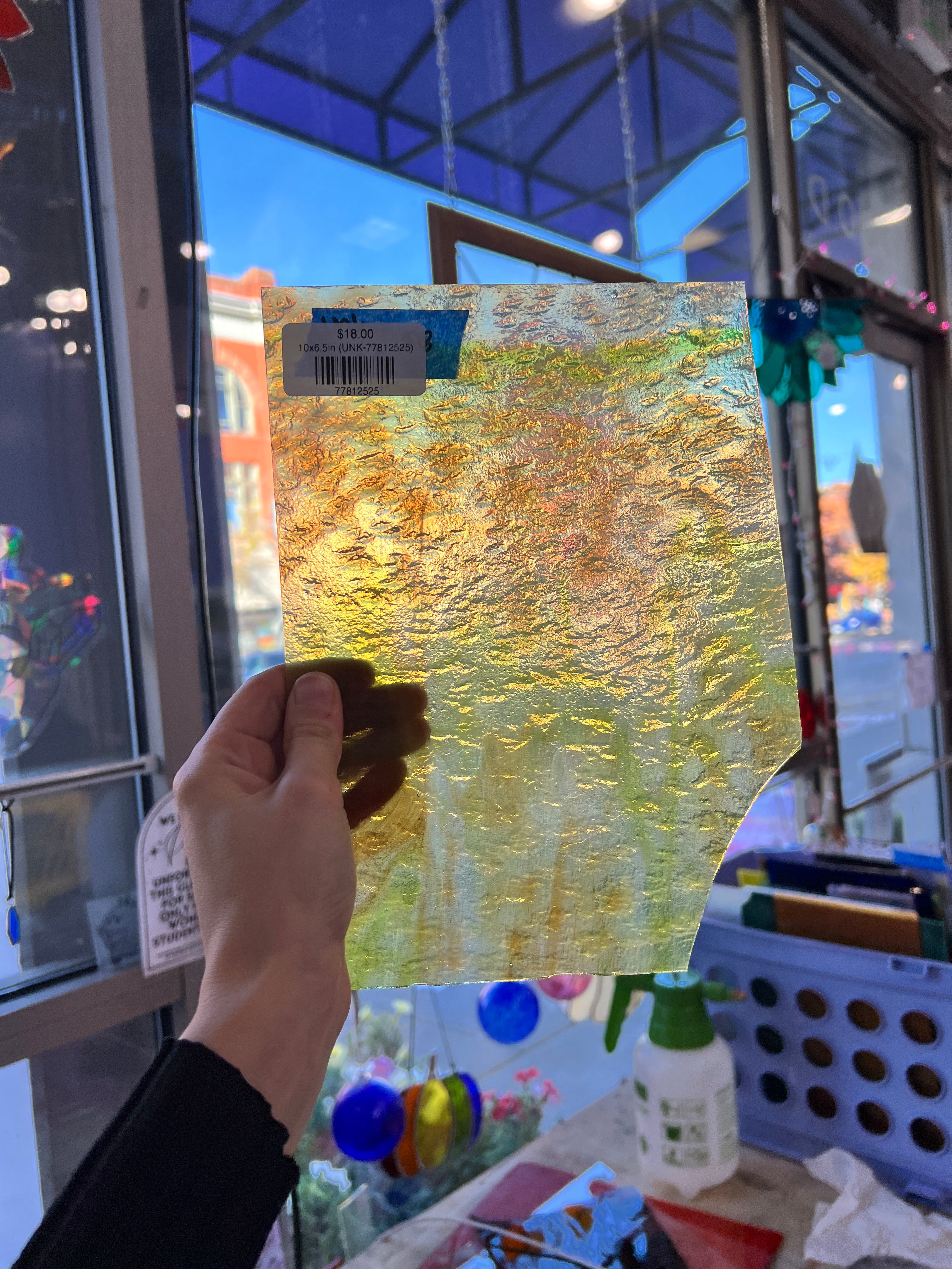 Yellow White Wispy Textured Transparent Sheet Glass Spectrum