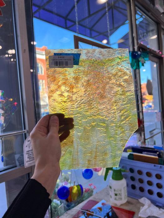 Yellow White Wispy Textured Transparent Sheet Glass Spectrum