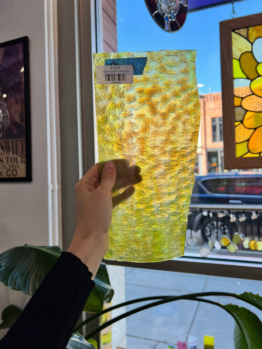 Yellow White Wispy Textured Transparent Sheet Glass Spectrum