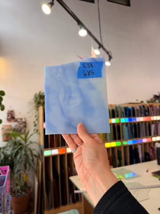 Blue Mixed Kokomo Sheet Glass Colorado Glassworks E38 (6x5in)