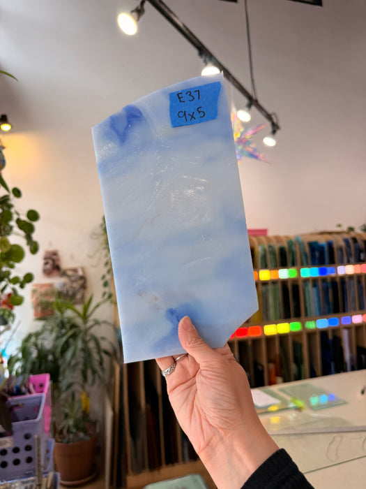 Blue Mixed Kokomo Sheet Glass Colorado Glassworks E37 (9x5in)