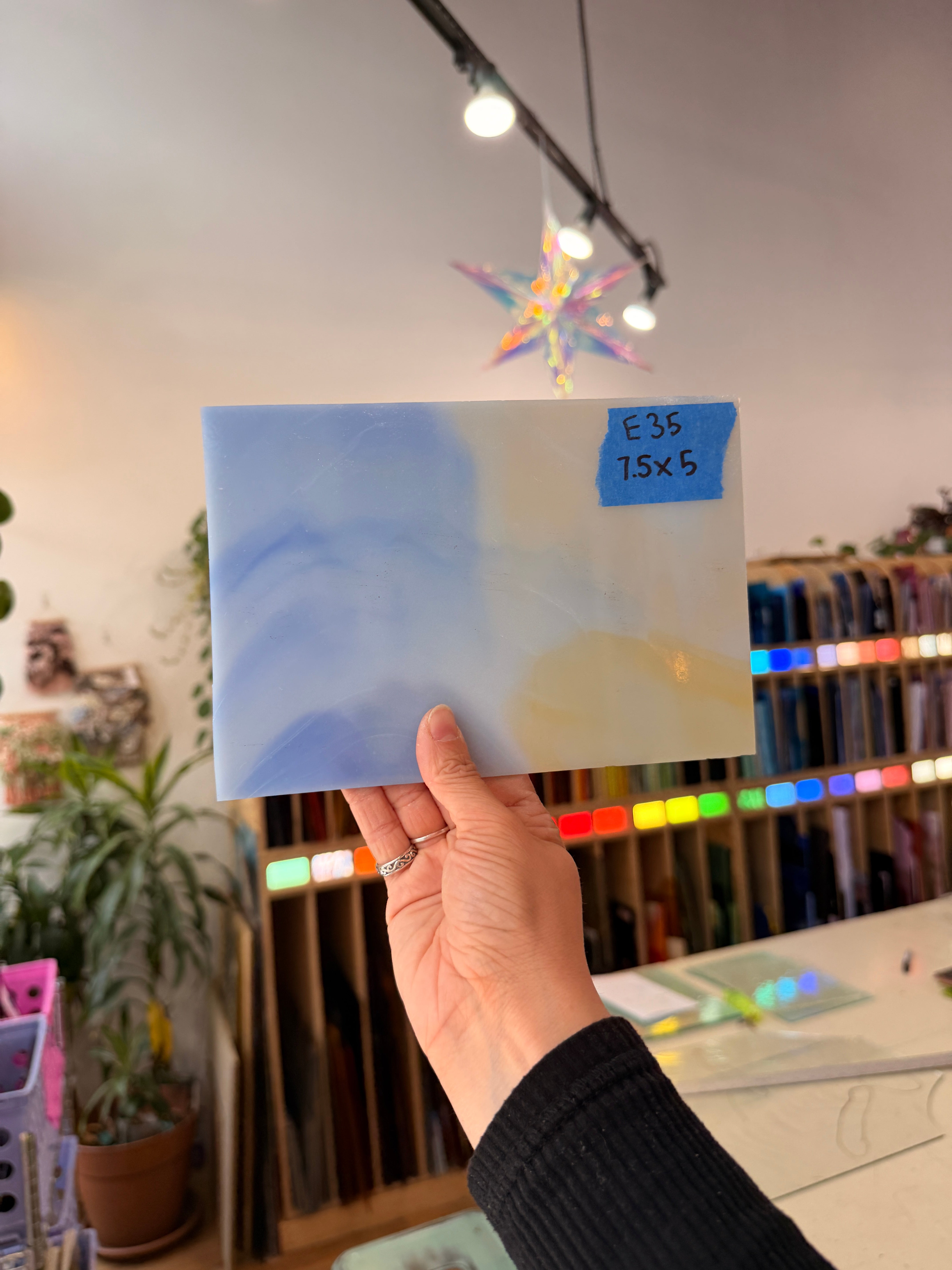 Blue Amber Split Opal Kokomo Sheet Glass Colorado Glassworks