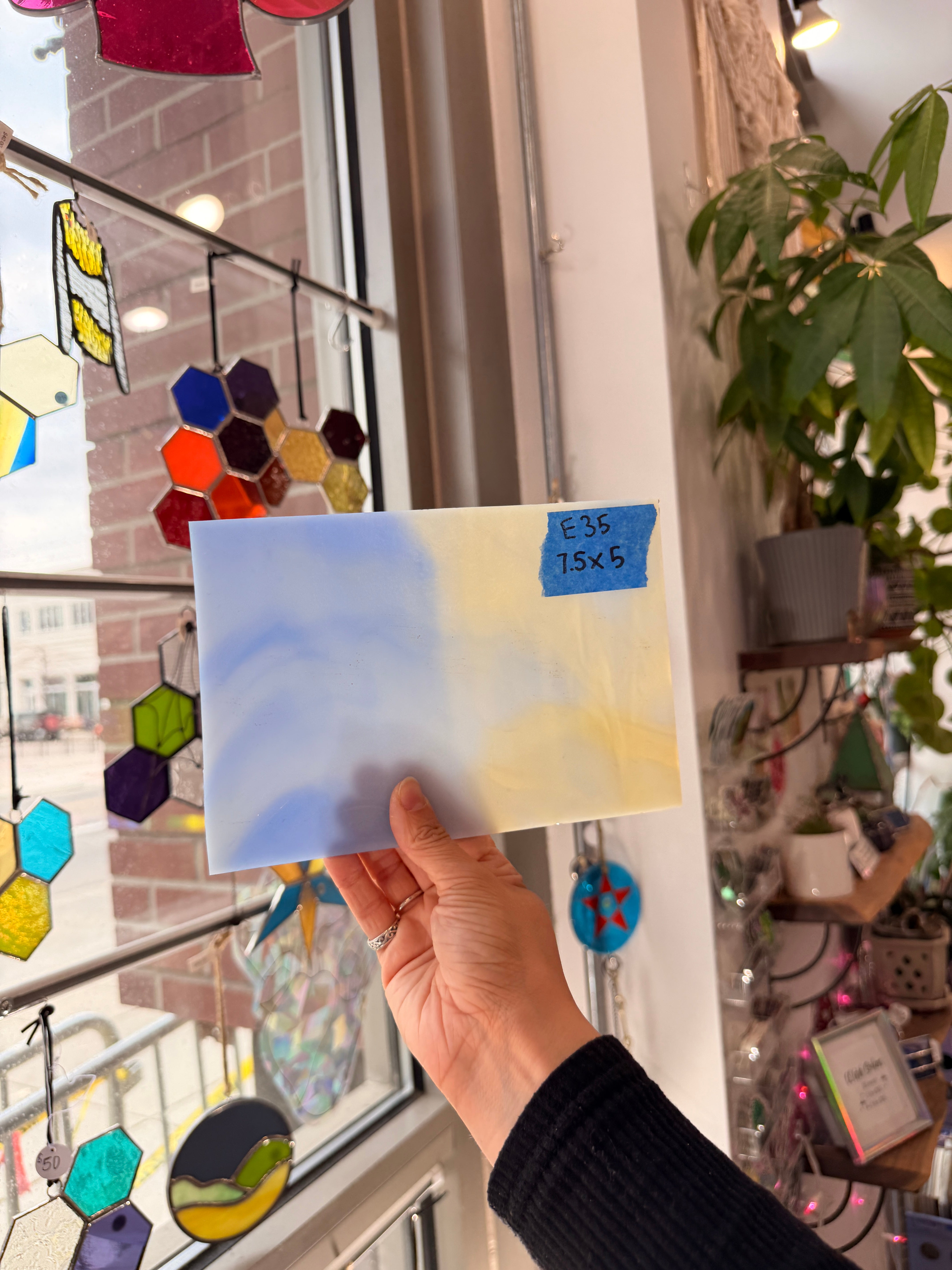 Blue Amber Split Opal Kokomo Sheet Glass Colorado Glassworks