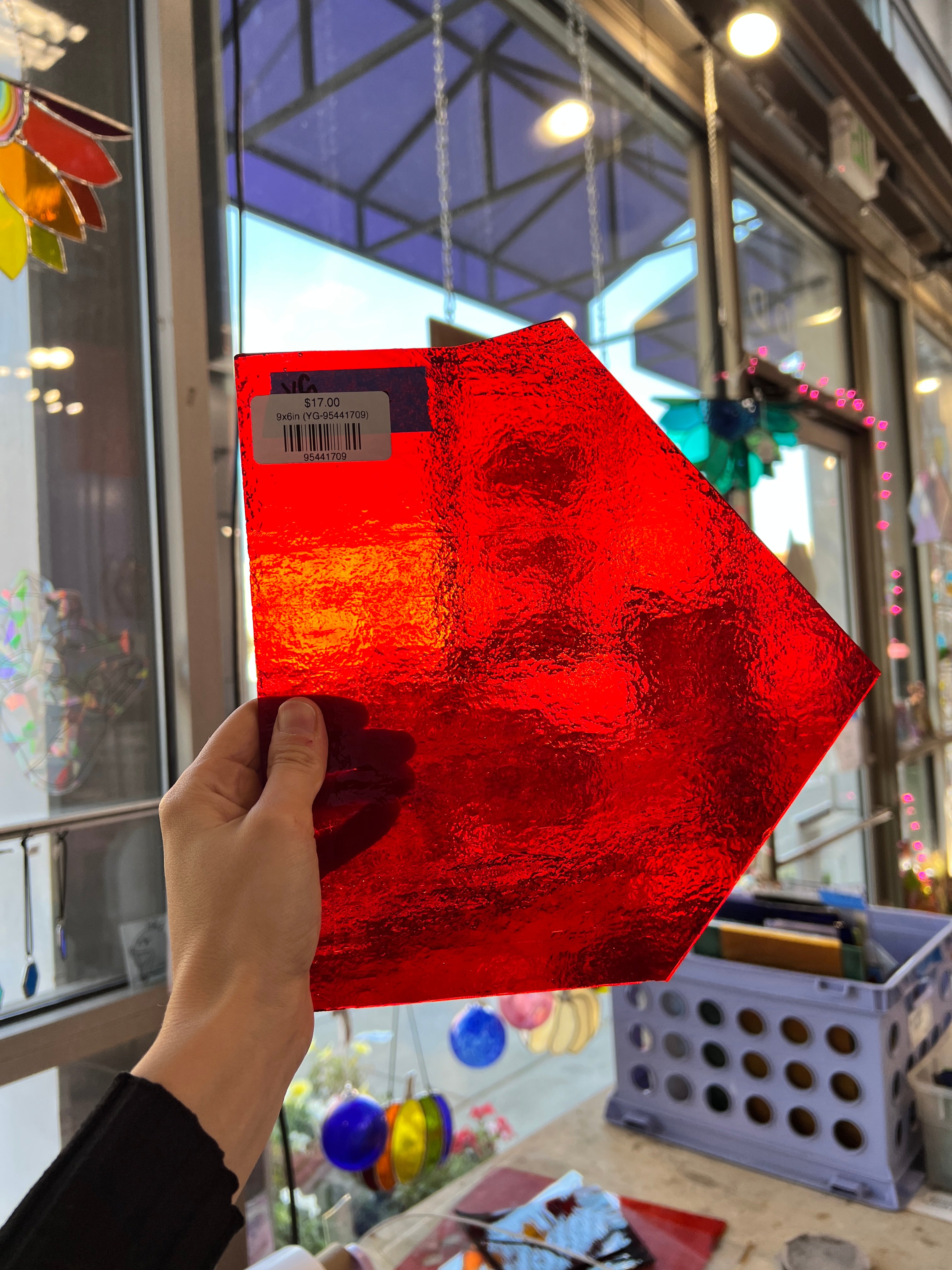Red Transparent Youghiogheny Sheet Glass Colorado Glassworks