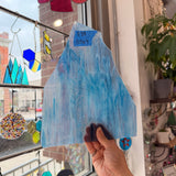Blue Purple Transparent Wispy Sheet Glass Colorado Glassworks