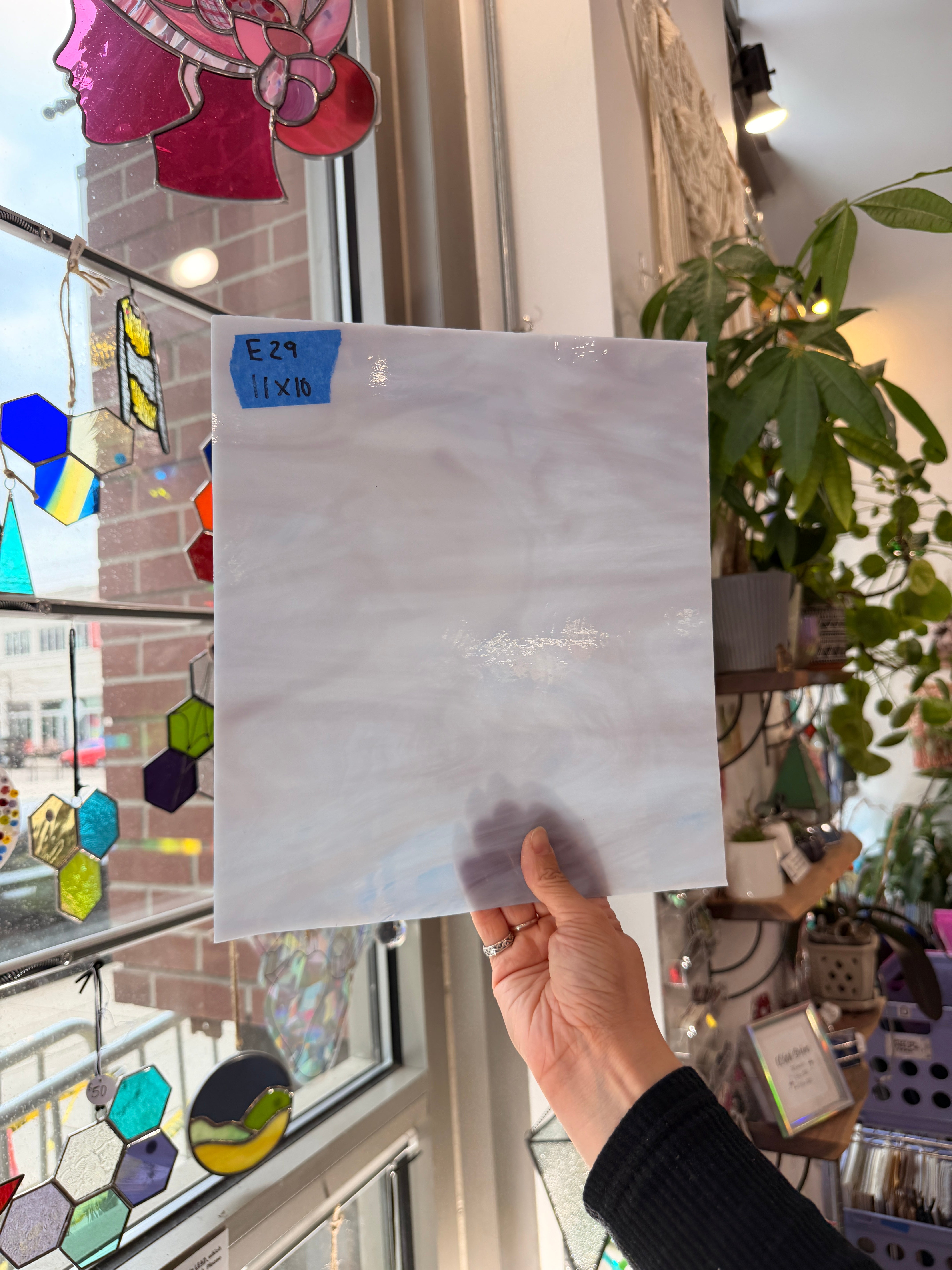 Wispy Purple White Vintage Spectrum Sheet Glass Colorado Glassworks