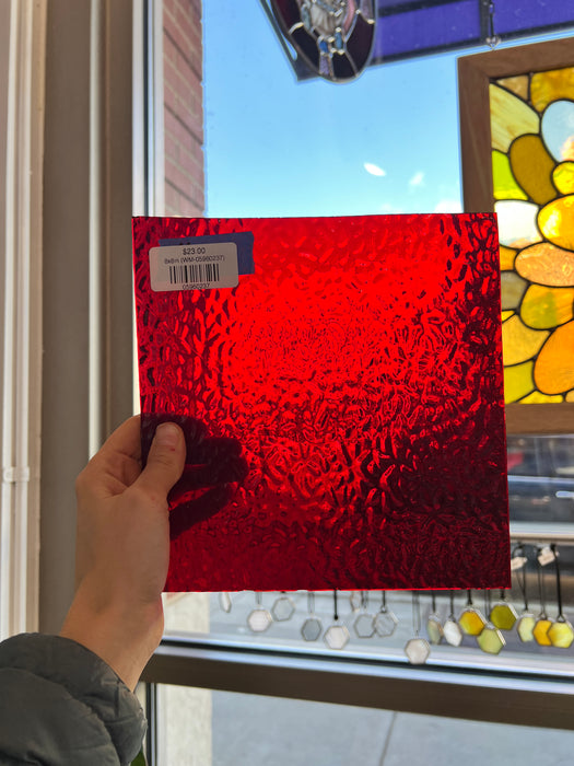 Red English Muffle Wissmach Sheet Glass Colorado Glassworks