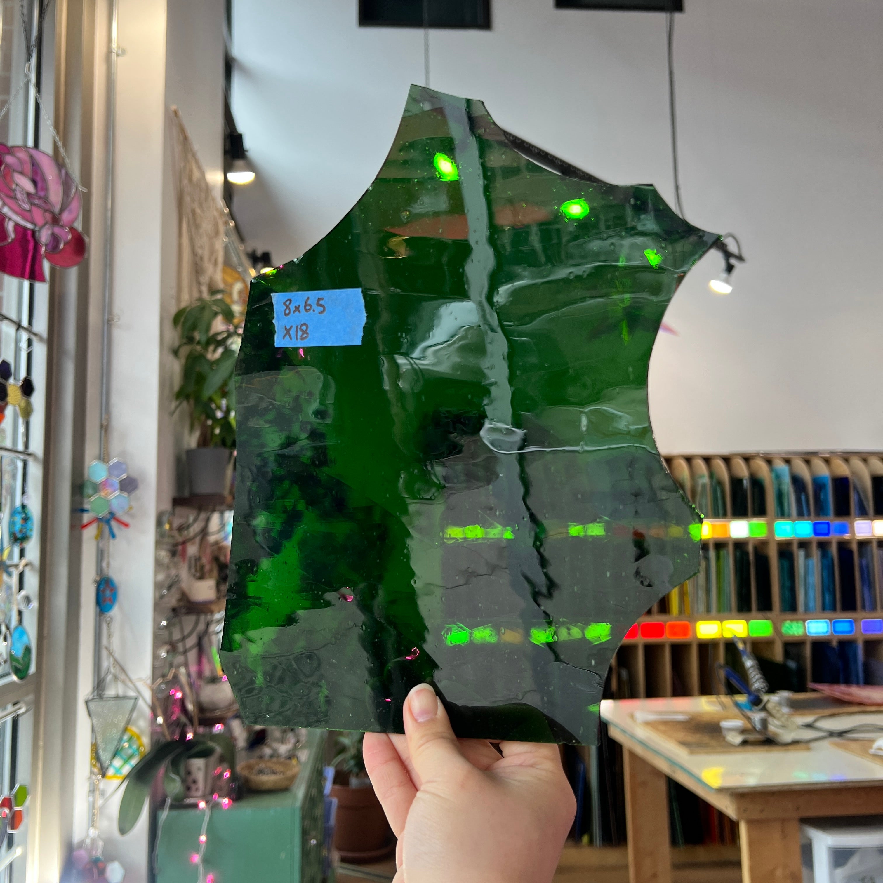 Green Mouth Blown Antique Sheet Glass Colorado Glassworks