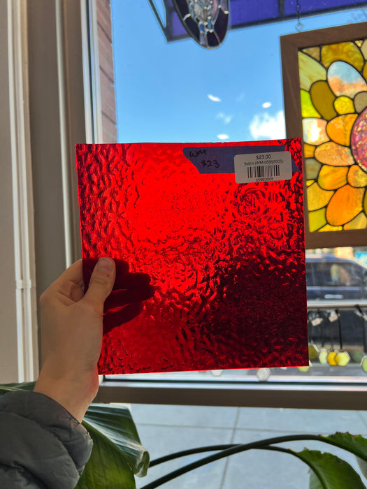 Red English Muffle Wissmach Sheet Glass Colorado Glassworks