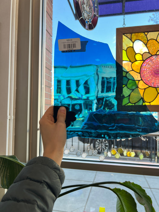 Mouthblown Steel Blue Fremont (151) Sheet Glass Colorado Glassworks