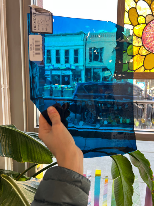 Mouthblown Steel Blue Fremont (151) Sheet Glass Colorado Glassworks