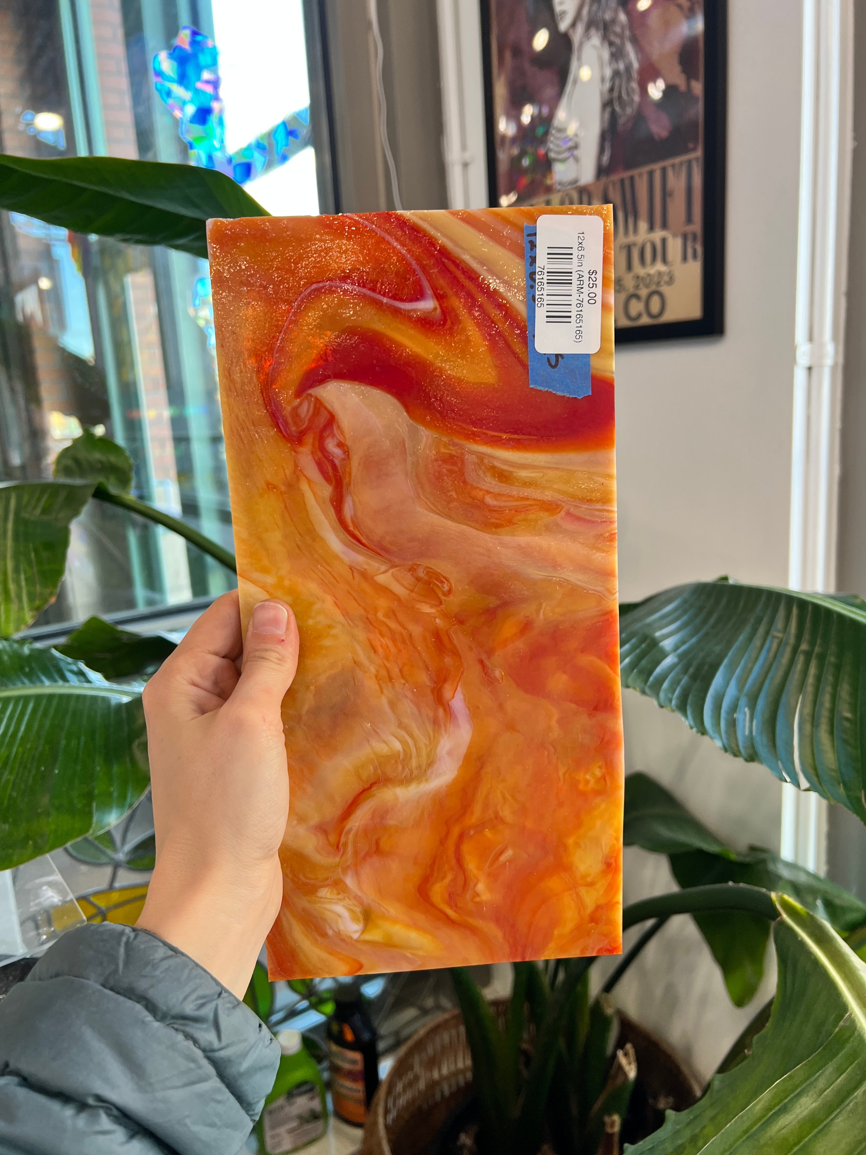 Orange Red White Wispy Armstrong Colorado Glass Works 12x6.5in (ARM-76165165)