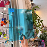 Transparent Blue Textured Sheet Glass Bullseye