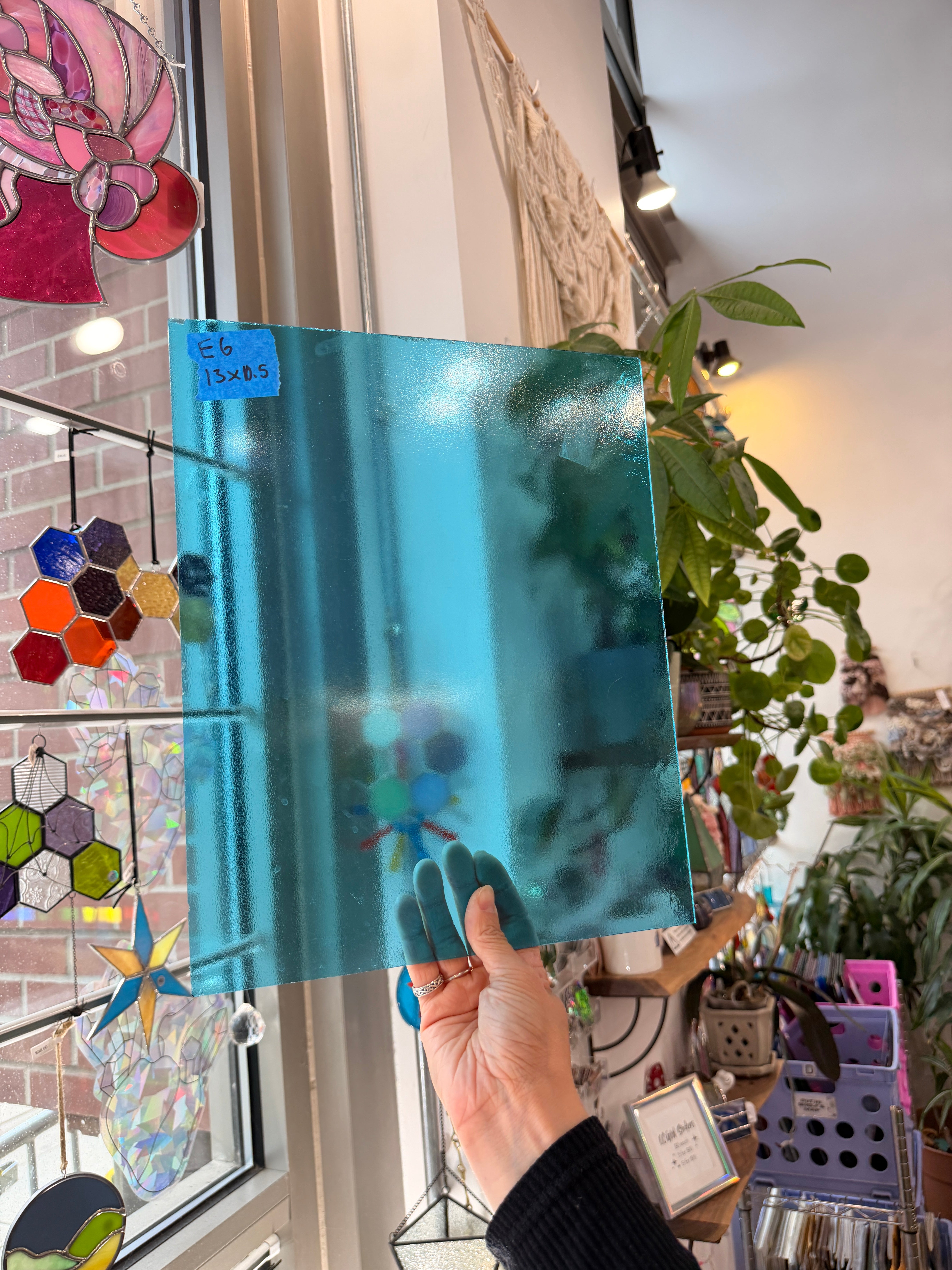 Transparent Blue Textured Sheet Glass Bullseye