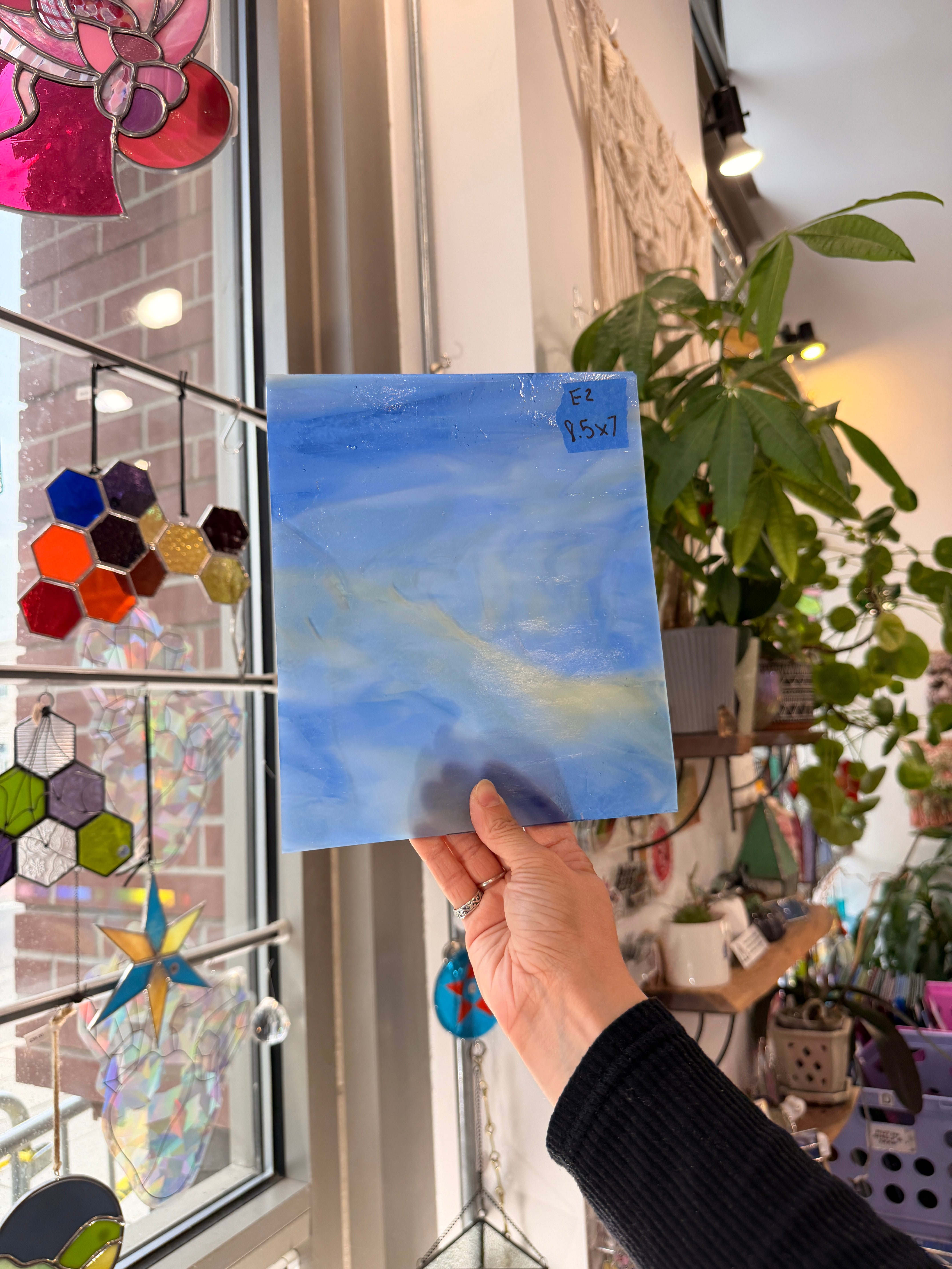 Amber Blue Wispy White Kokomo Sheet Glass Kokomo Glass