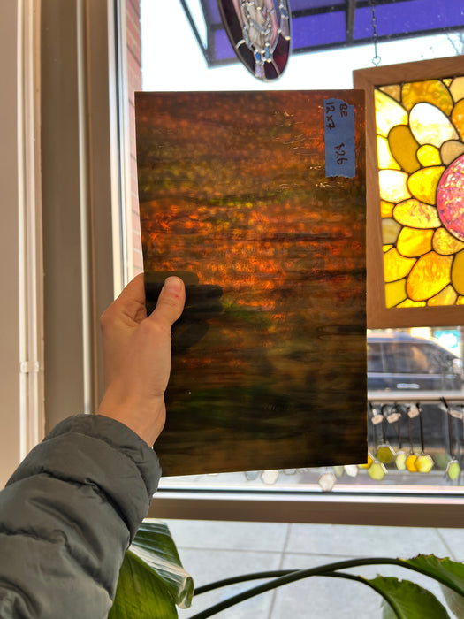 Green Tan Mixed Vintage Bullseye Sheet Glass Colorado Glass Works