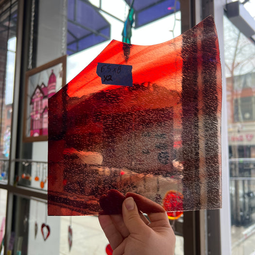 Antique Seedy Red Clear Sheet Glass Colorado Glassworks