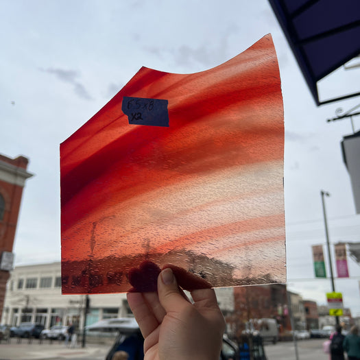 Antique Seedy Red Clear Sheet Glass Colorado Glassworks