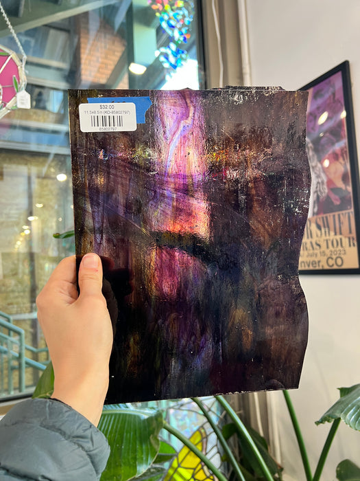 Purple Yellow Wispy Kokomo Sheet Glass Kokomo 11.5x8.5in (KO-85802797)