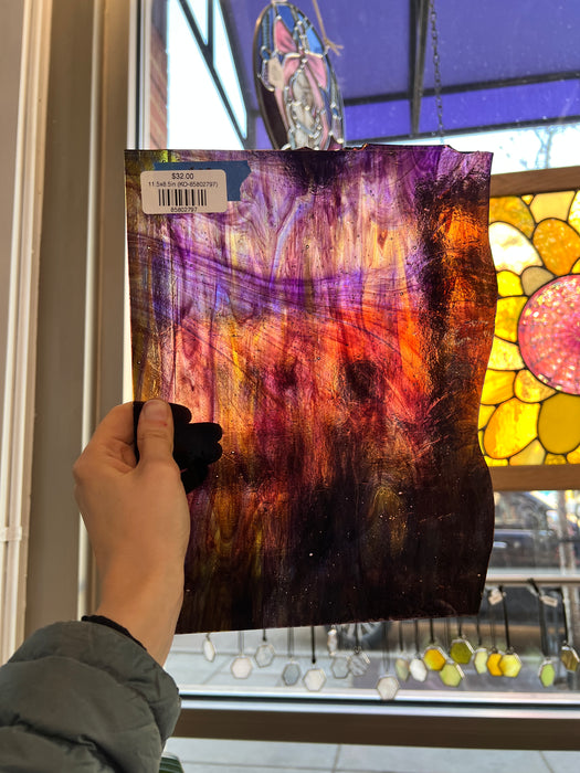 Purple Yellow Wispy Kokomo Sheet Glass Kokomo