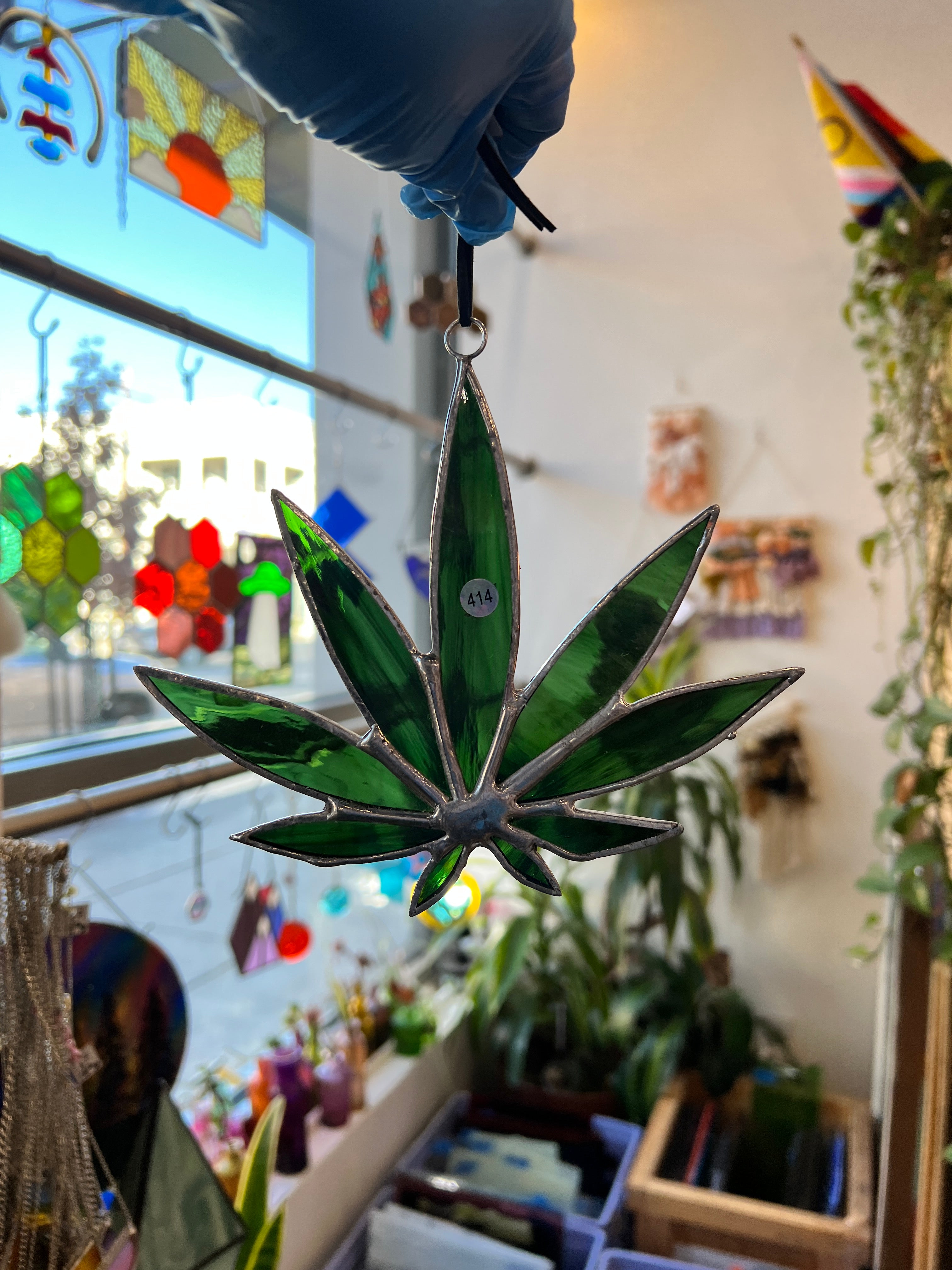 Stained Glass Marijuana Leaf 414 Colorado Glass Works