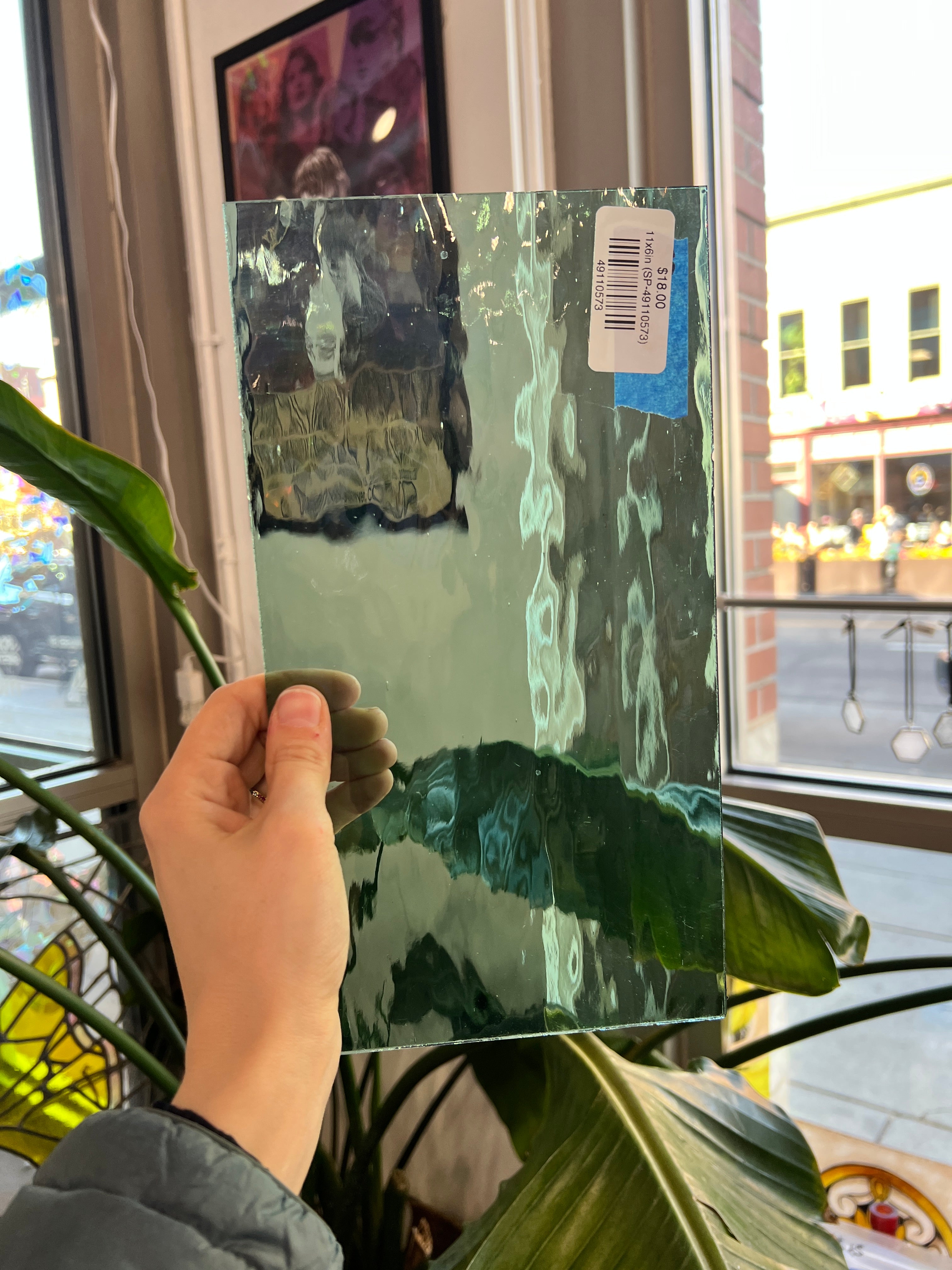 Sea Green Waterglass Spectrum Sheet Glass Colorado Glassworks 11x6in (SP-49110573)