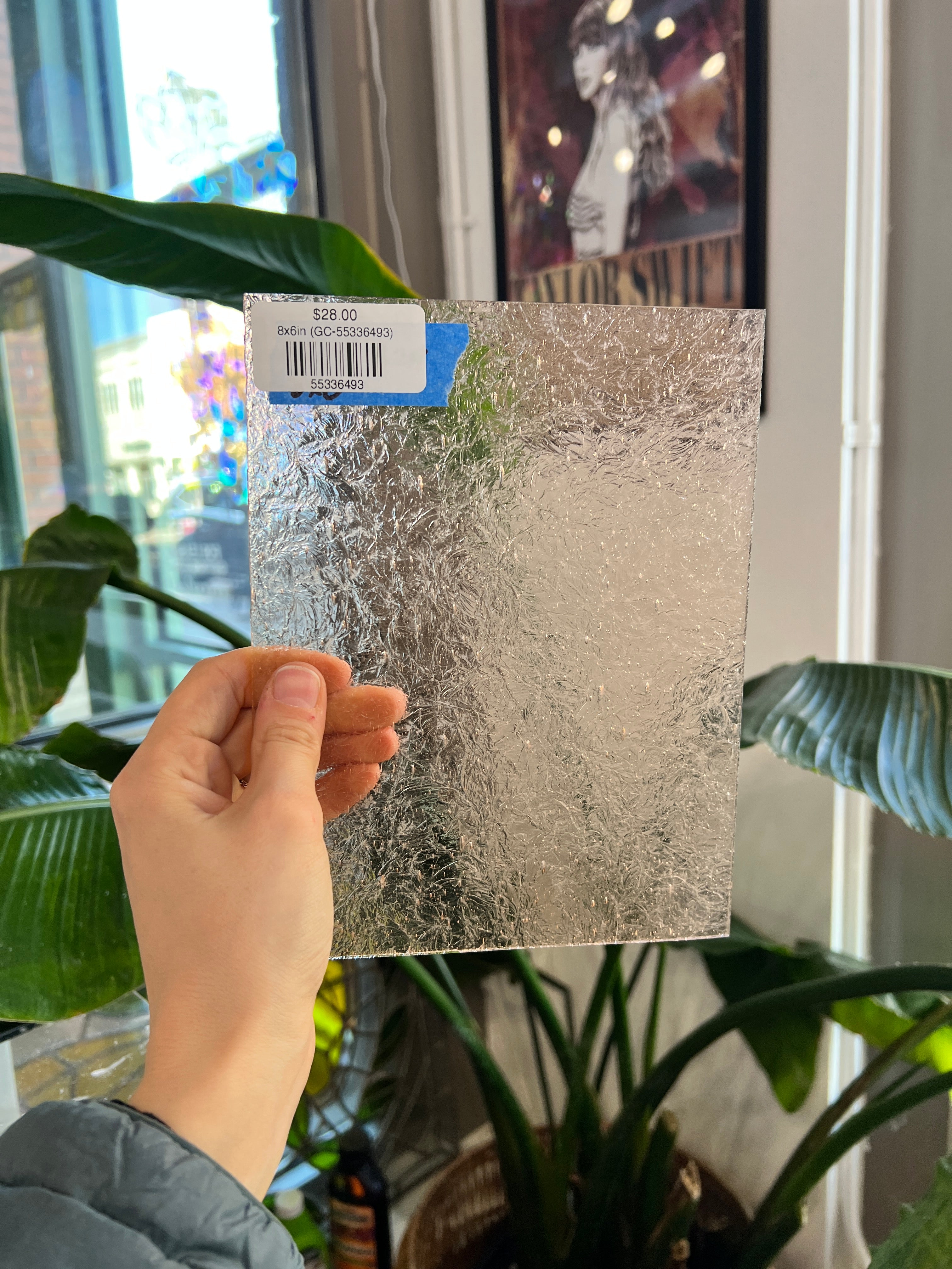 Vintage Light Pink Double Glue Chip Sheet Glass Glue Chip 8x6in (GC-55336493)