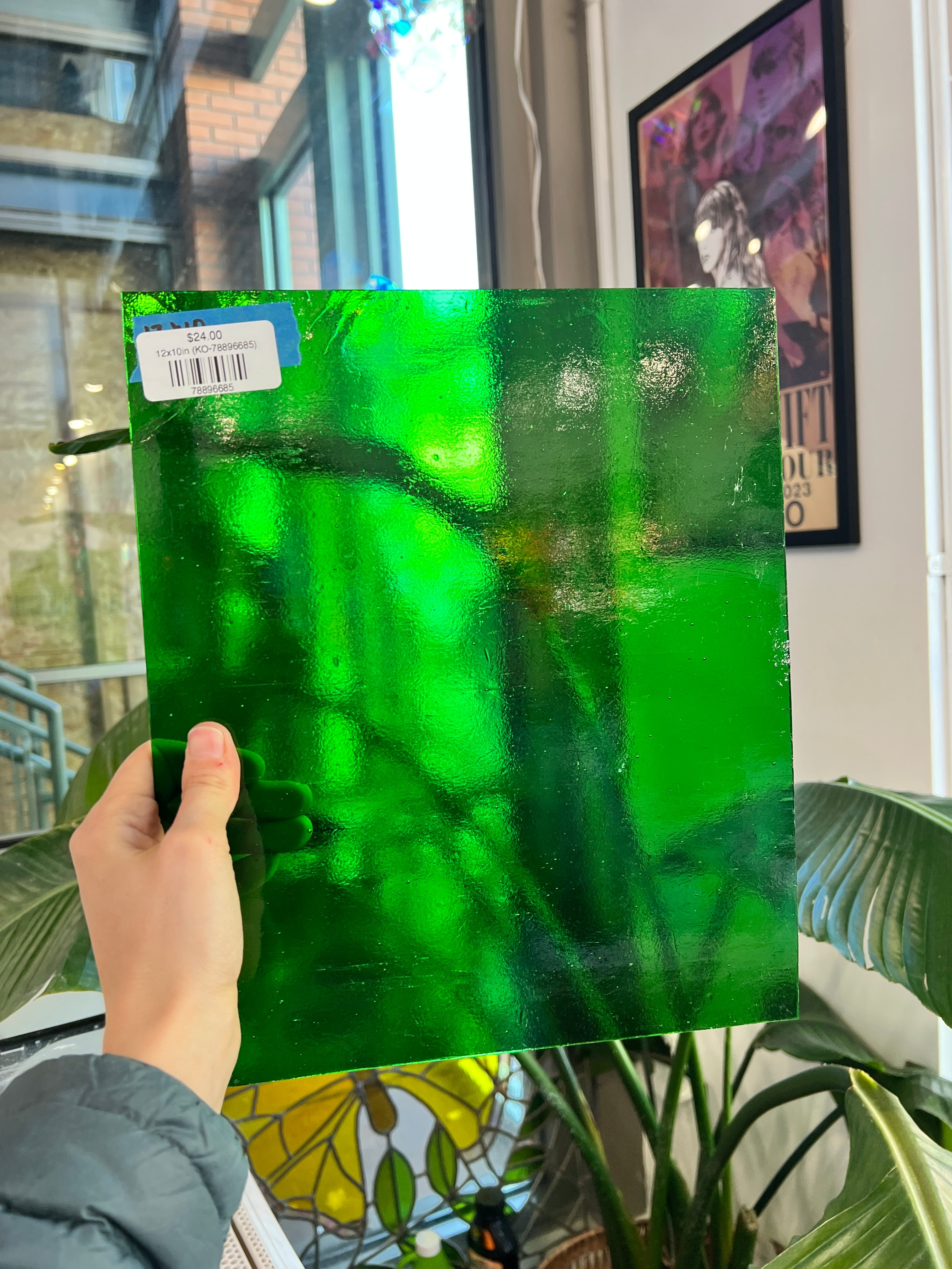 Green Transparent Kokomo Sheet Glass Kokomo 12x10in (KO-78896685)