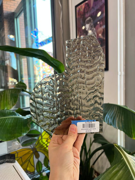 Vintage Gray Brown Rippled Textured Optimum Sheet Glass Colorado Glassworks 8x4in (OP-80305709)