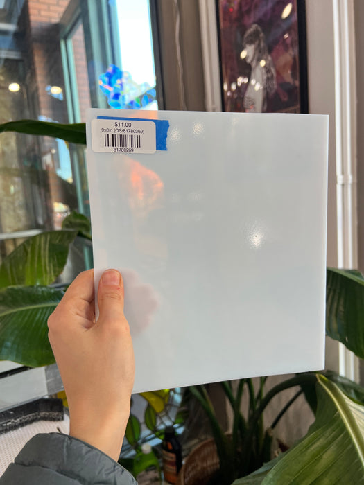 White Solid Opalescent Oceanside (200SFL) 96 COE Sheet Glass Colorado Glassworks 9x8in (OS-81780269)