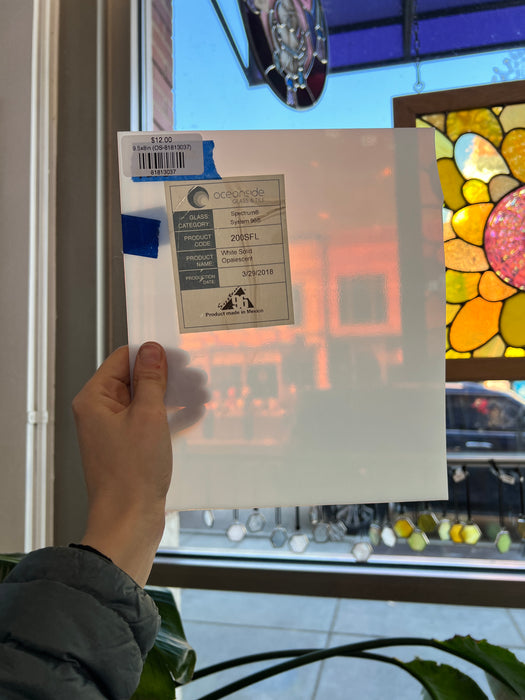 White Solid Opalescent Oceanside (200SFL) 96 COE Sheet Glass Colorado Glassworks