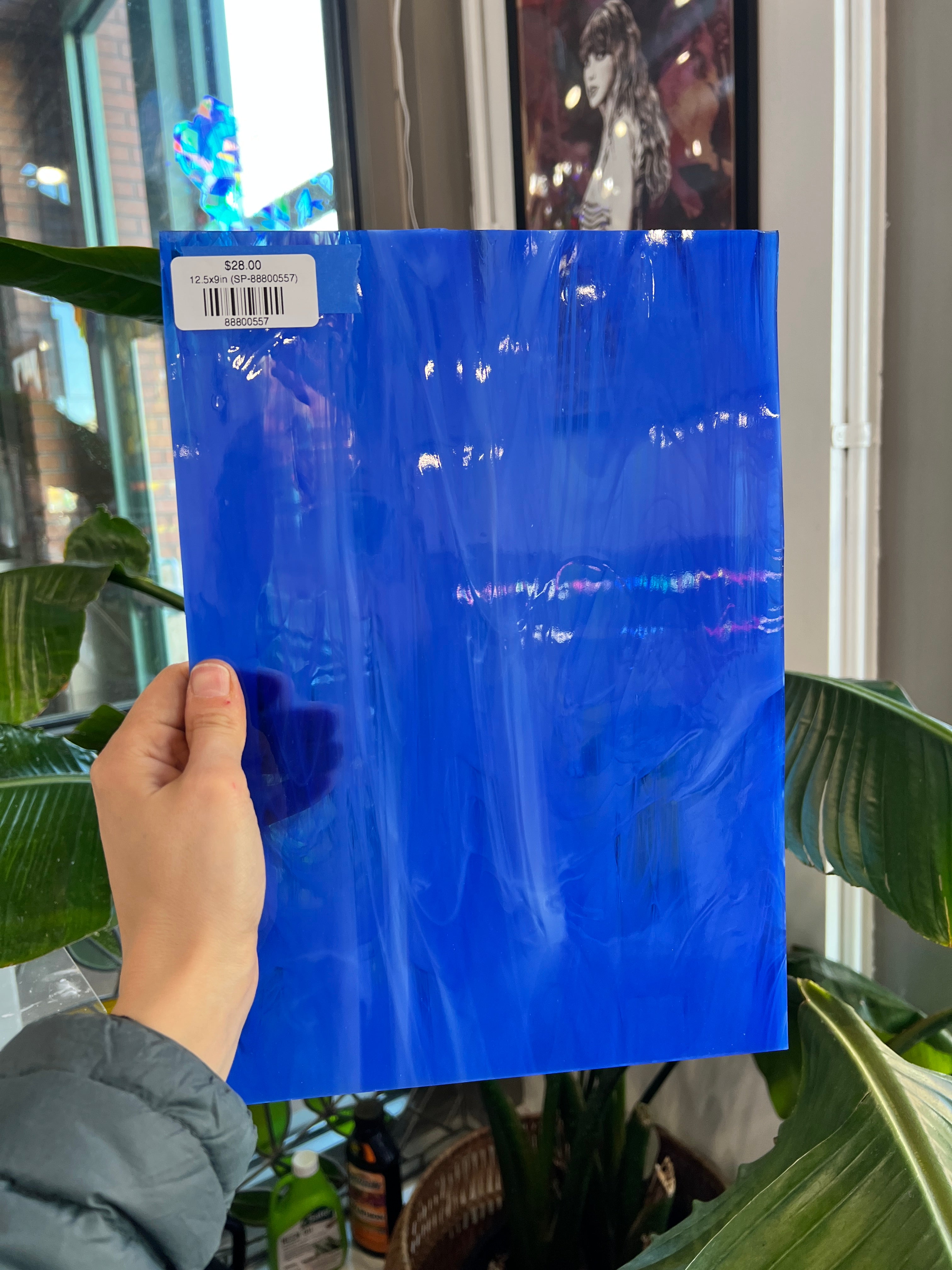 Cornflower Blue White Wispy Spectrum Sheet Glass Bullseye 12.5x9in (SP-88800557)