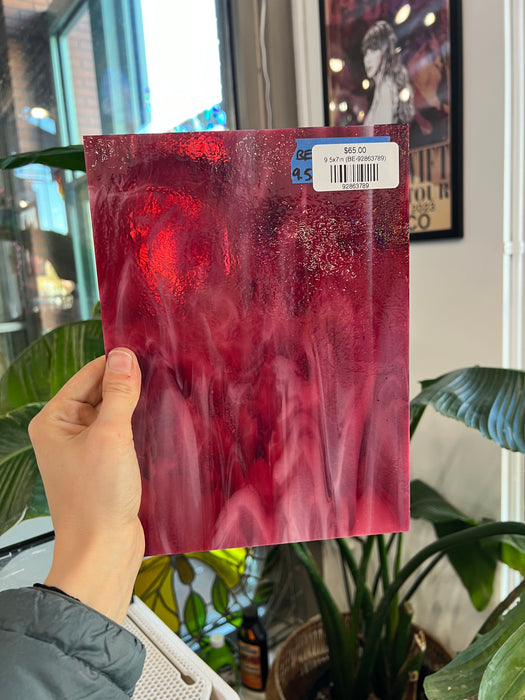 Cranberry and Cream Bullseye Fusible 90 COE Sheet Glass Colorado Glassworks