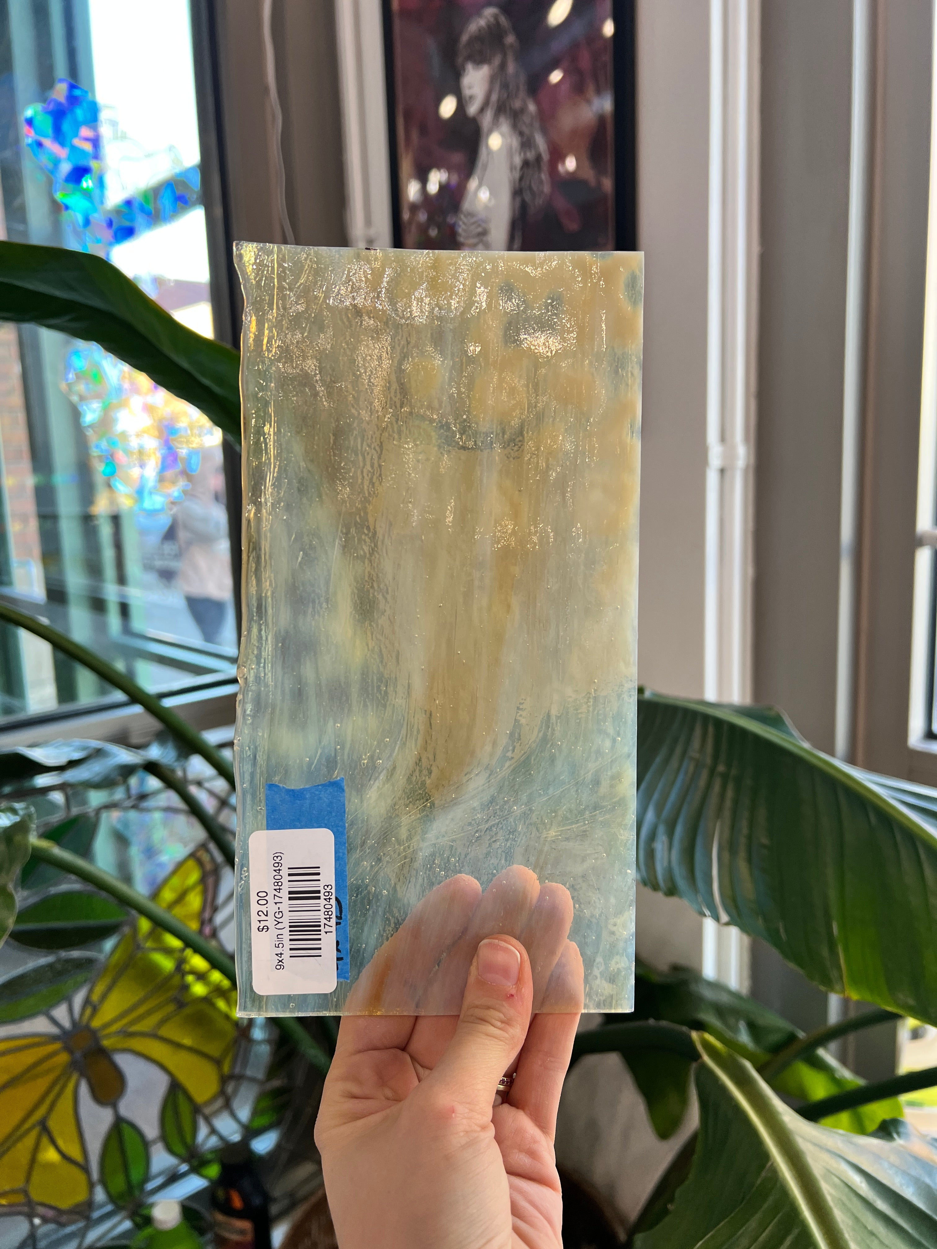 Amber White Wispy Mottled Youghiogheny Sheet Glass Colorado Glassworks