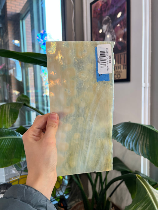 Amber White Wispy Mottled Youghiogheny Sheet Glass Colorado Glassworks