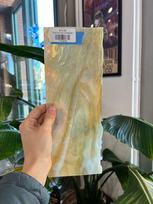 Amber White Wispy Mottled Youghiogheny Sheet Glass Colorado Glassworks