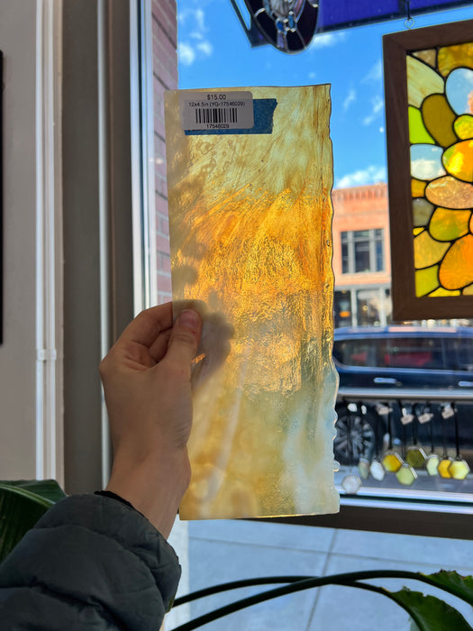 Amber White Wispy Mottled Youghiogheny Sheet Glass Colorado Glassworks