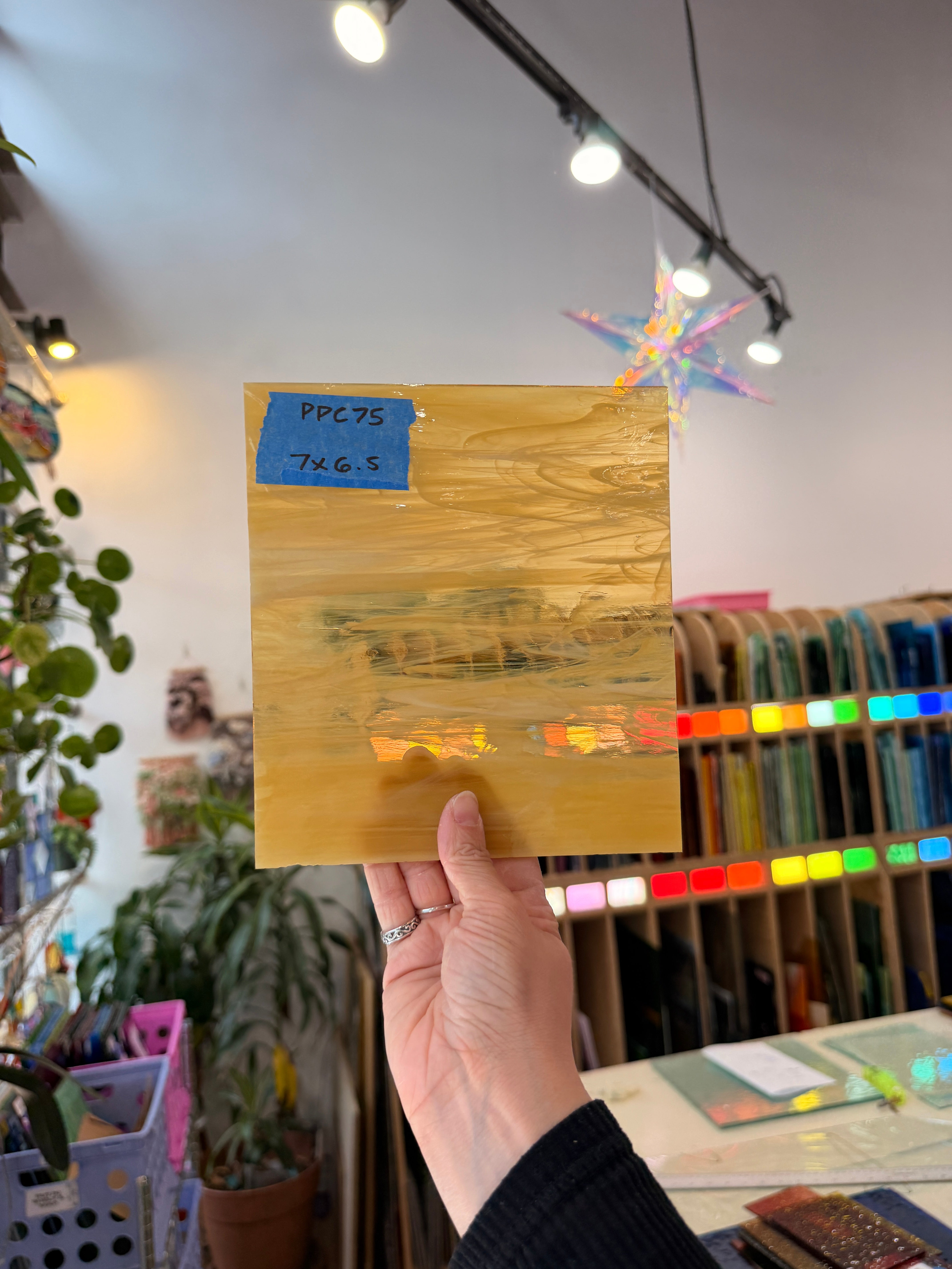 Amber White Wispy Spectrum Sheet Glass Colorado Glassworks