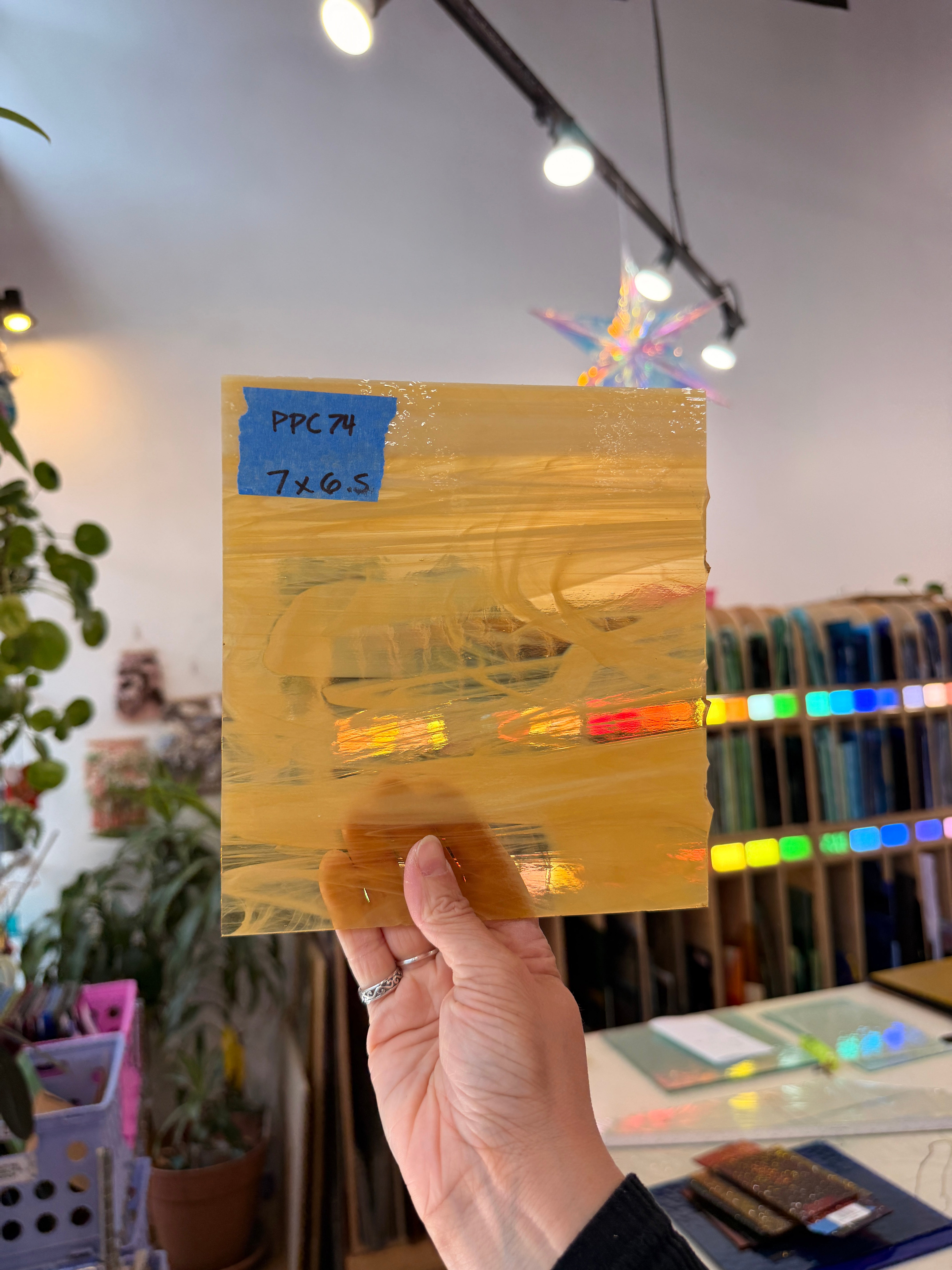 Amber White Wispy Spectrum Sheet Glass Colorado Glassworks