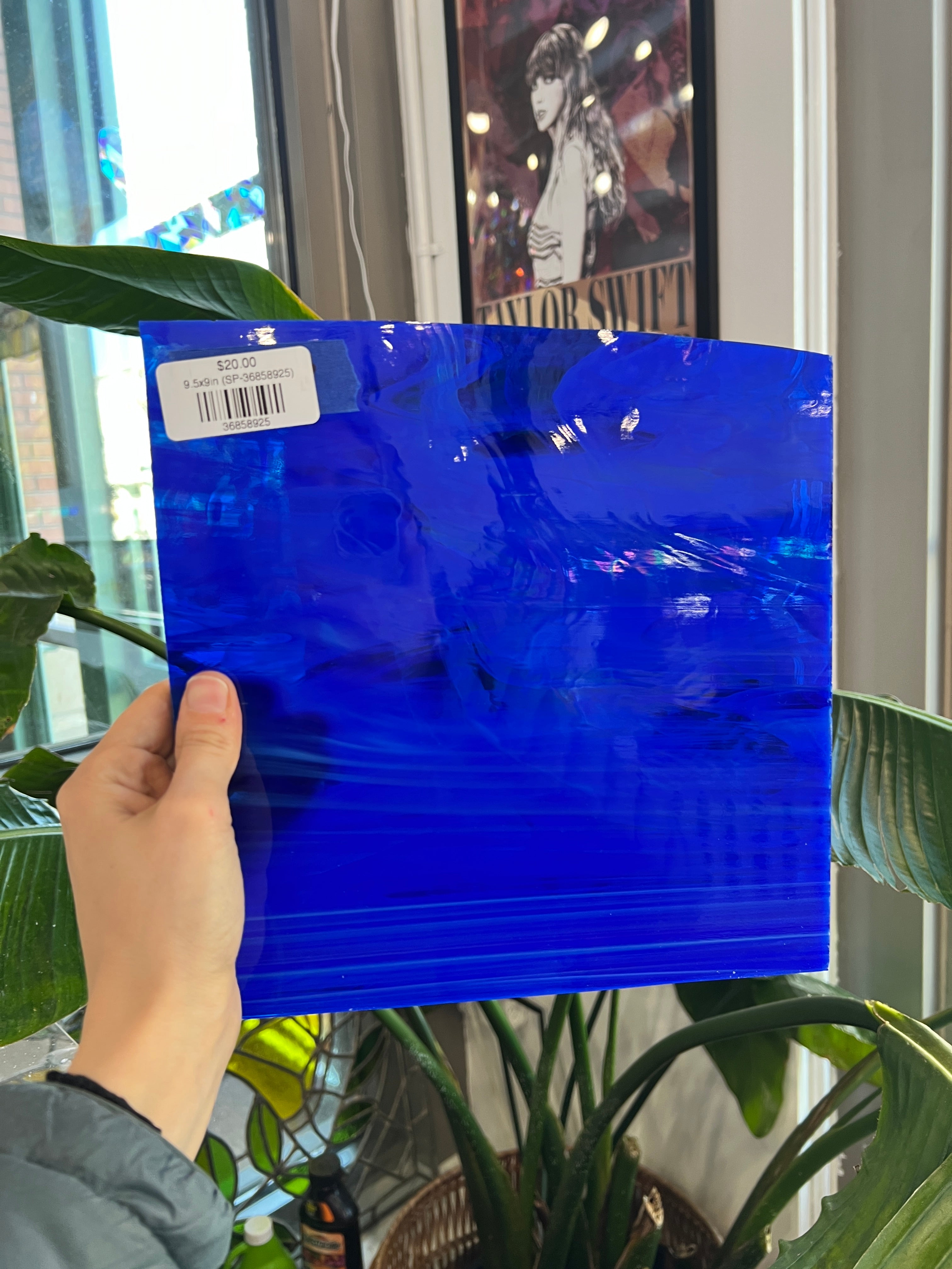 Dark Blue Wispy Spectrum Sheet Glass Bullseye 9.5x9in (SP-36858925)