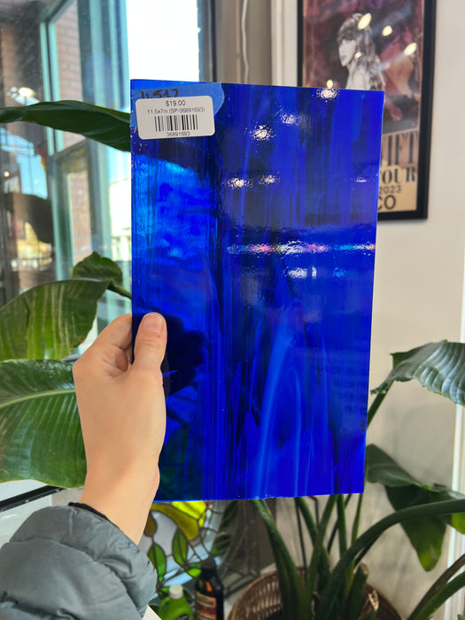 Dark Blue Wispy Spectrum Sheet Glass Bullseye 11.5x7in (SP-36891693)